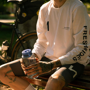 Edmmond + TAN LIИE Warm up / Fresh rides long sleeve tee ~ white