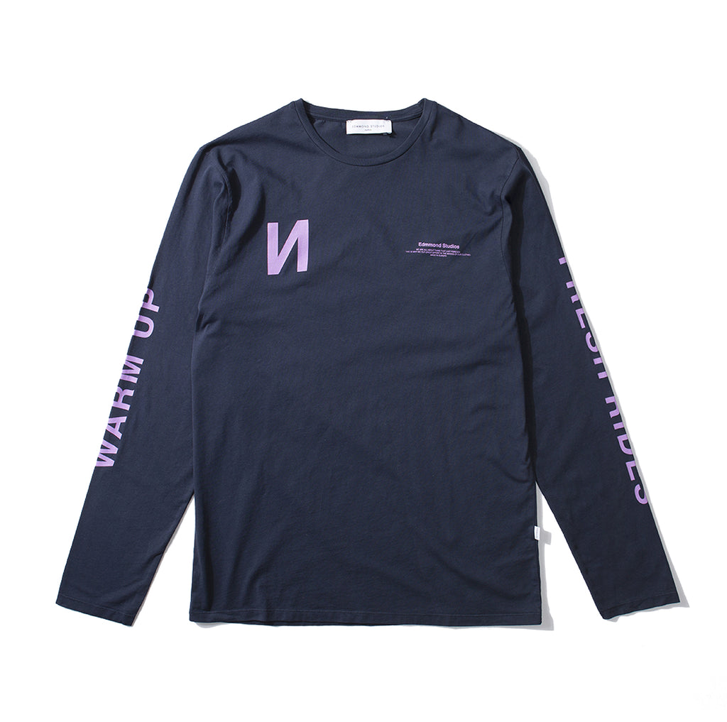 Edmmond + TAN LIИE Warm up / Fresh rides long sleeve tee ~ Navy